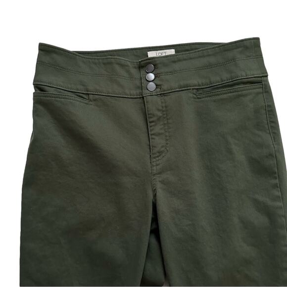 Loft Pants Army Green Stretch High Rise High Waisted Tapered Ankle Pants Size 12 - Picture 10 of 12